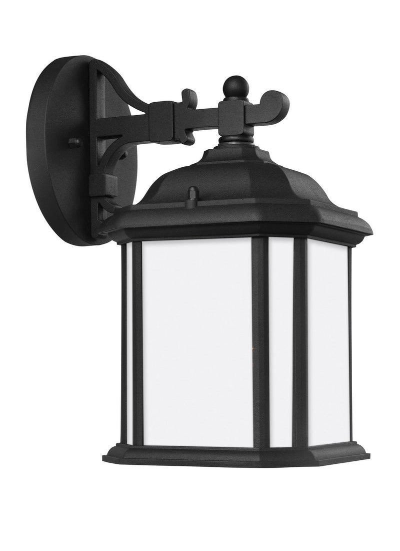 Kent Small Satin Etched Outdoor Wall Lantern in Black