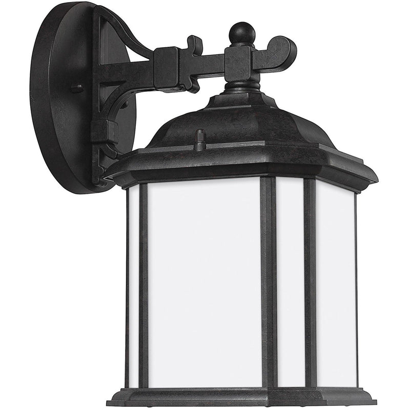 Kent Small Satin Etched Outdoor Wall Lantern in Oxford Bronze