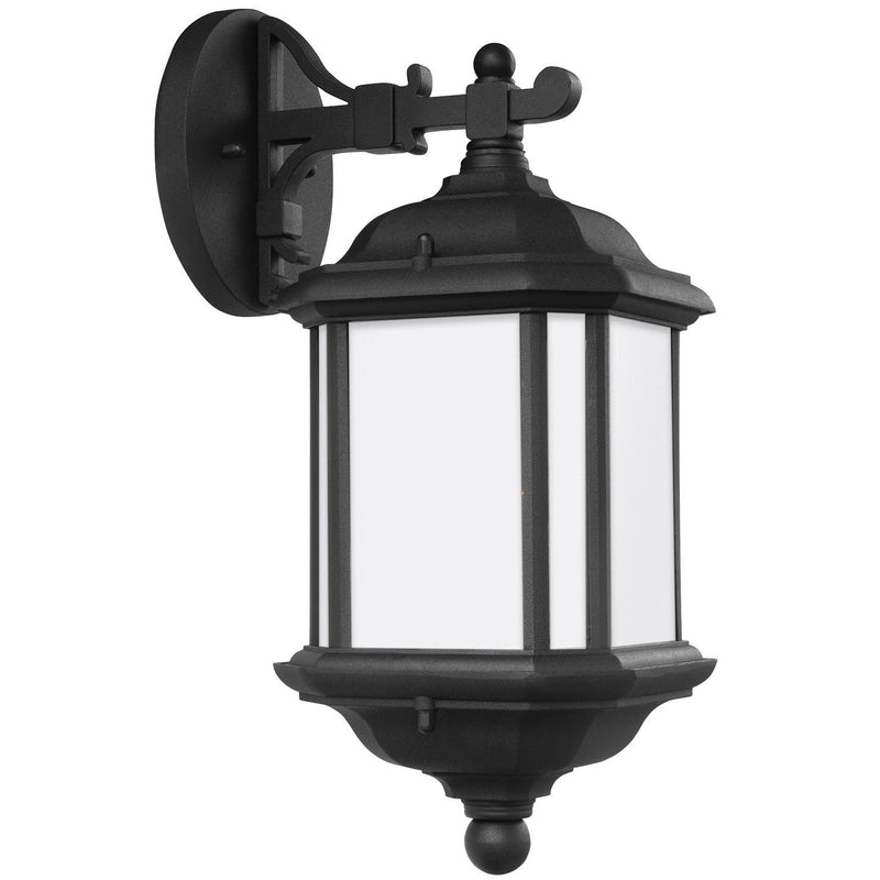 Kent Medium Satin Etched Outdoor Wall Lantern in Black