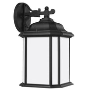 Kent Large Satin Etched Outdoor Wall Lantern in Black