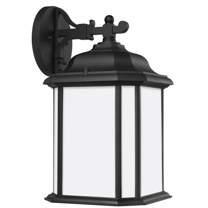 Kent Large Satin Etched Outdoor Wall Lantern in Black