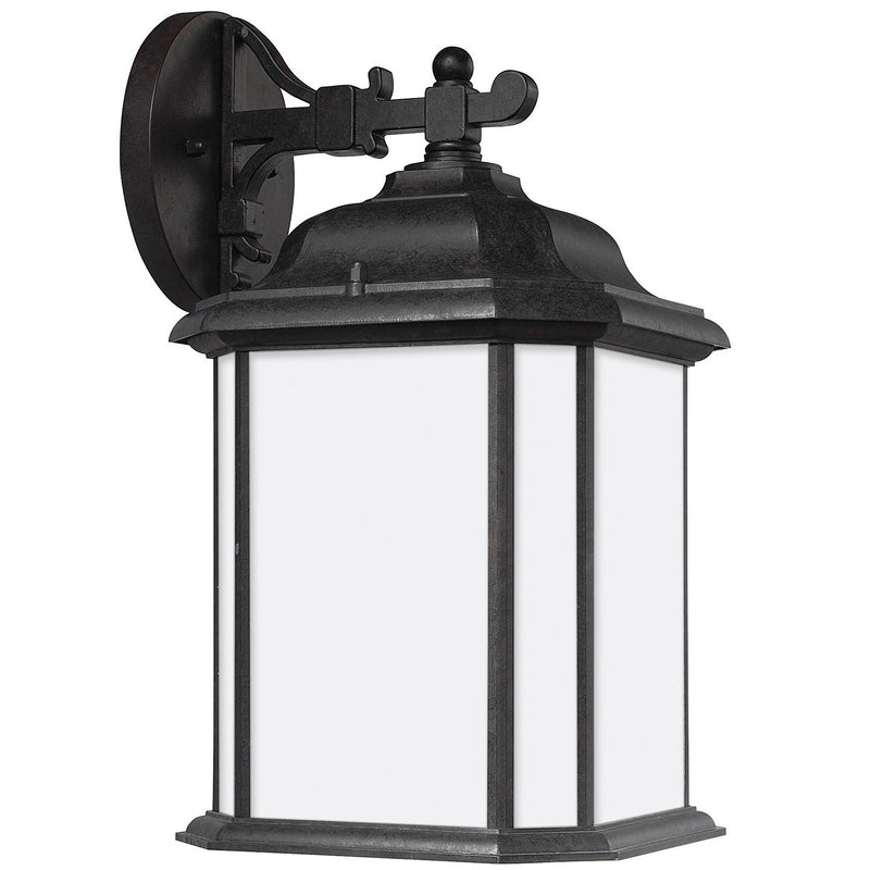 Kent Large Satin Etched Outdoor Wall Lantern in Oxford Bronze
