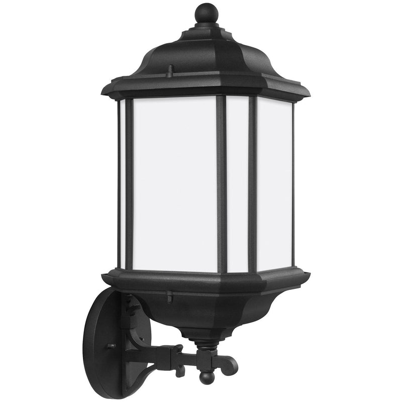 Kent Extra-Large Satin Etched Outdoor Wall Lantern in Black