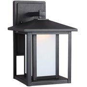 Hunnington Small Etched Seeded Outdoor Wall Lantern in Black