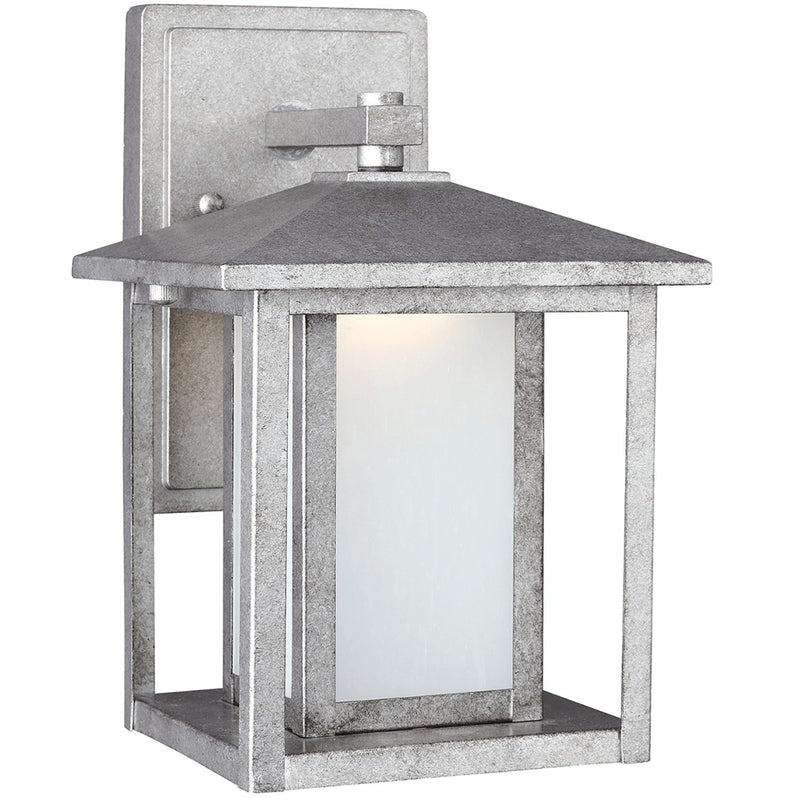Hunnington Small Etched Seeded Outdoor Wall Lantern in Weathered Pewter