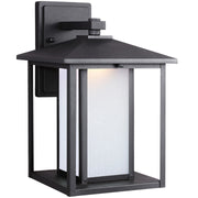 Hunnington Large Etched Seeded Outdoor Wall Lantern in Black