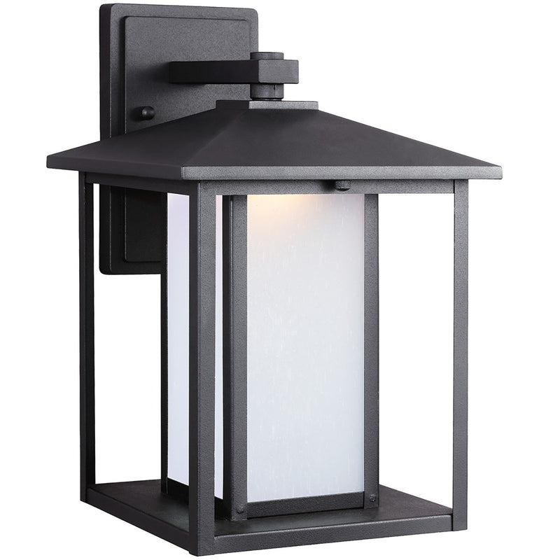 Hunnington Large Etched Seeded Outdoor Wall Lantern in Black
