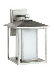 Hunnington Large Etched Seeded Outdoor Wall Lantern in Weathered Pewter
