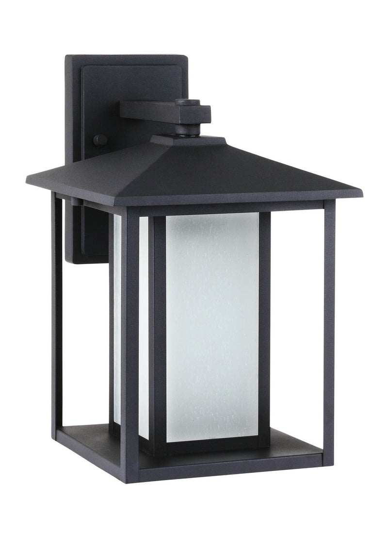 Hunnington Large Etched Seeded Outdoor Wall Lantern in Black
