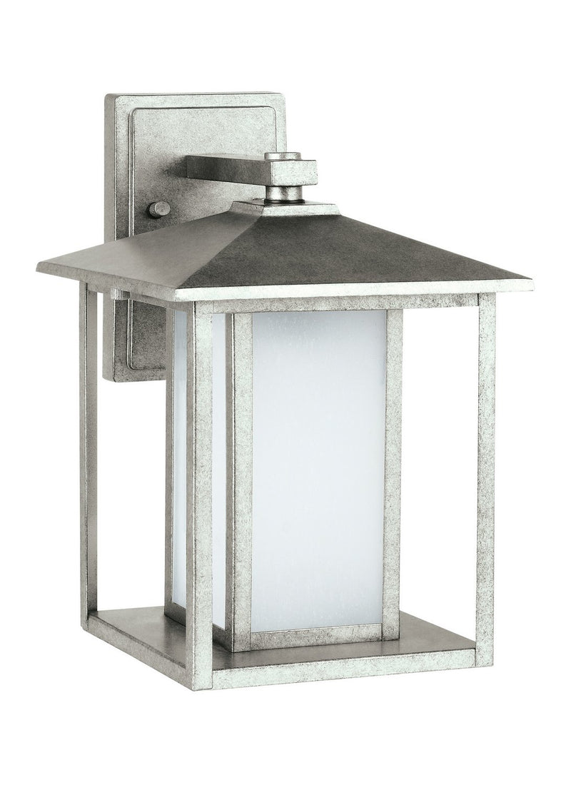 Hunnington Large Etched Seeded Outdoor Wall Lantern in Weathered Pewter