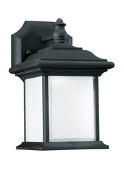 Wynfield Mini Frosted Outdoor Wall Lantern in Black