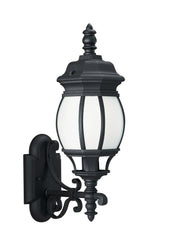 Wynfield Large Frosted Outdoor Wall Lantern in Black