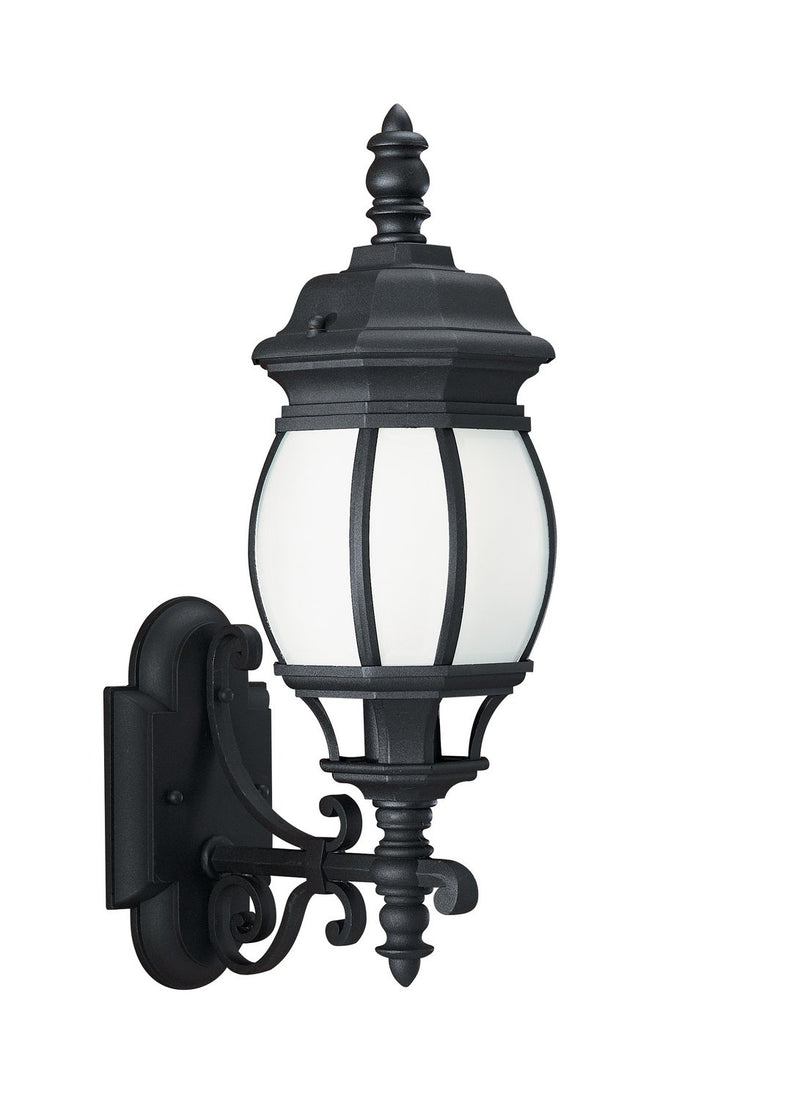 Wynfield Large Frosted Outdoor Wall Lantern in Black