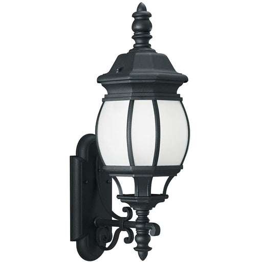 Wynfield Extra Large Frosted Outdoor Wall Lantern in Black
