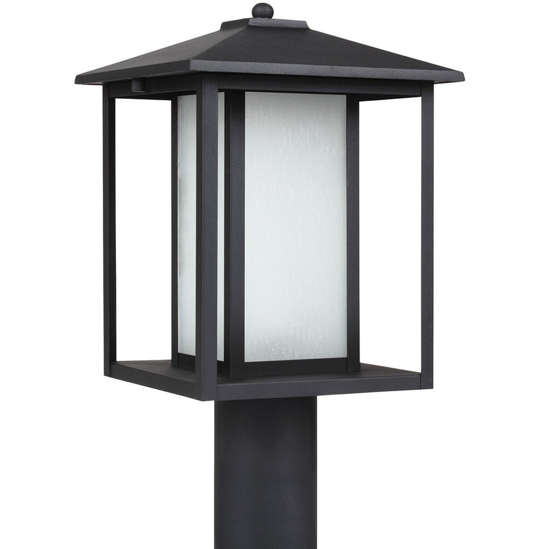Hunnington Etched Seeded Outdoor Post Light in Black