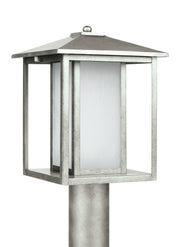 Hunnington Etched Seeded Outdoor Post Light in Weathered Pewter