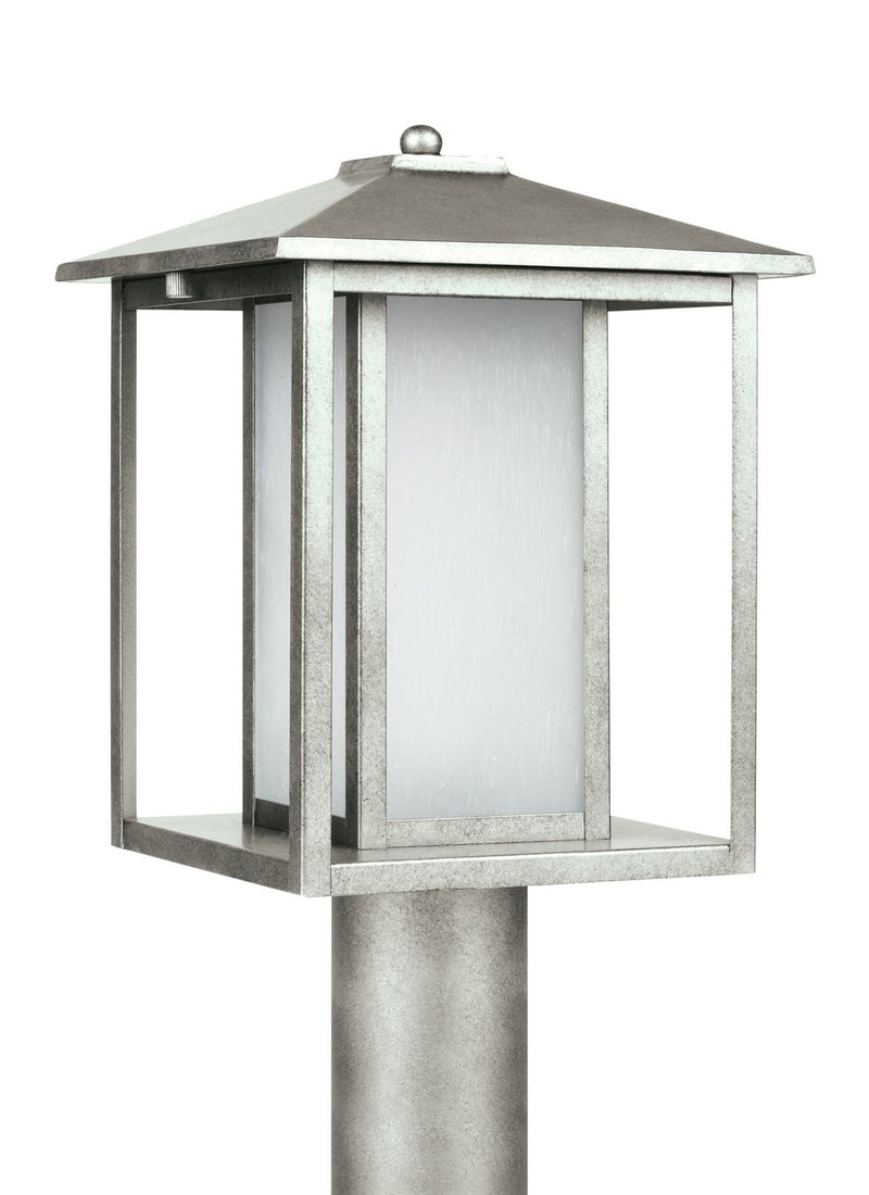Hunnington Etched Seeded Outdoor Post Light in Weathered Pewter