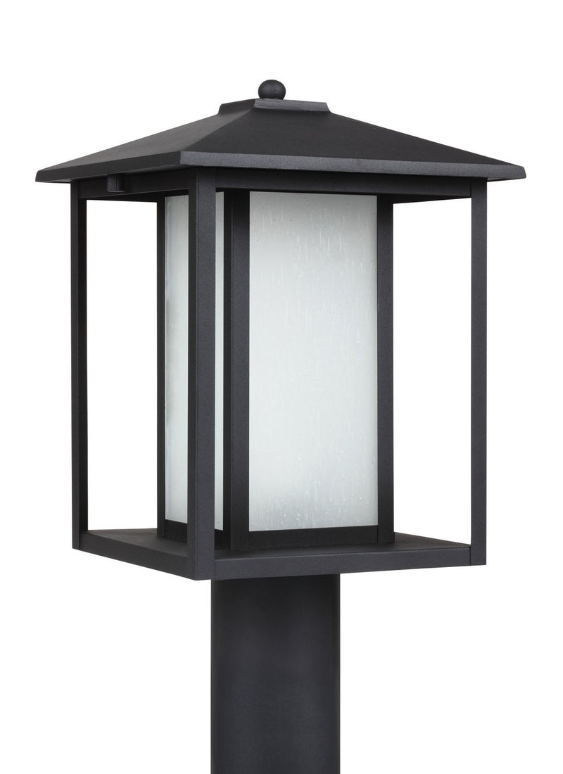 Hunnington Etched Seeded Outdoor Post Light in Black