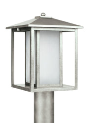 Hunnington Etched Seeded Outdoor Post Light in Weathered Pewter