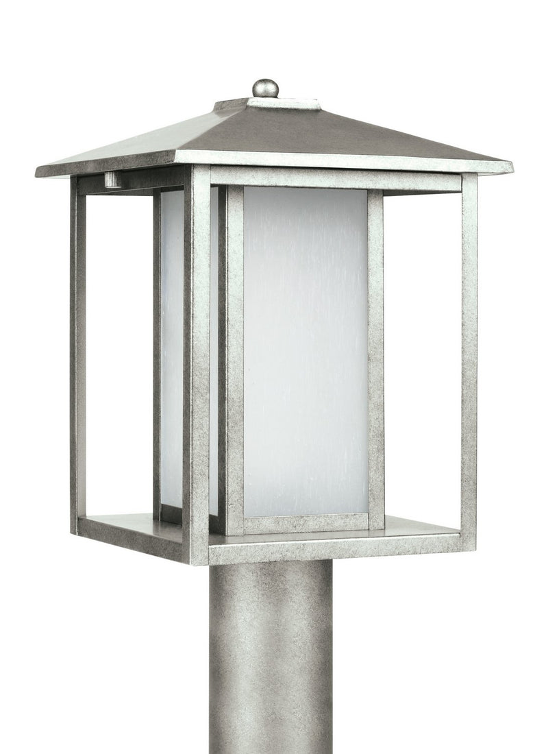 Hunnington Etched Seeded Outdoor Post Light in Weathered Pewter