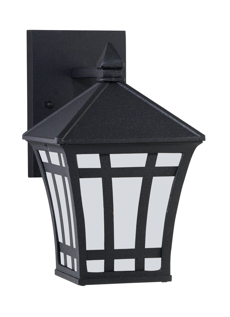 Herrington Small Etched Glass Outdoor Wall Lantern in Black