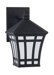 Herrington Small Etched Glass Outdoor Wall Lantern in Black