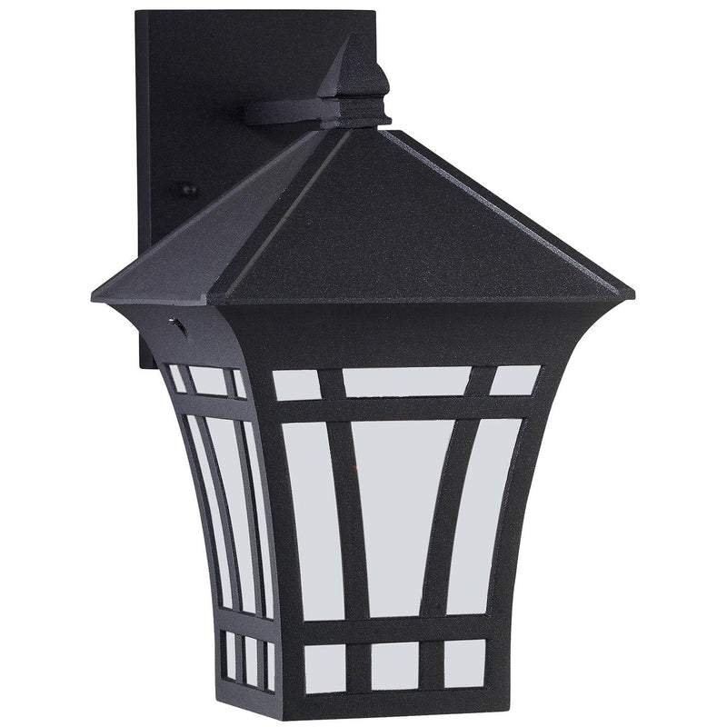 Herrington Large Etched Glass Outdoor Wall Lantern in Black