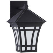 Herrington Large Etched Glass Outdoor Wall Lantern in Black