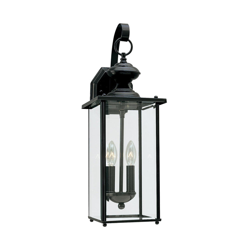 Jamestowne 2-Light Clear Beveled Outdoor Wall Lantern in Black