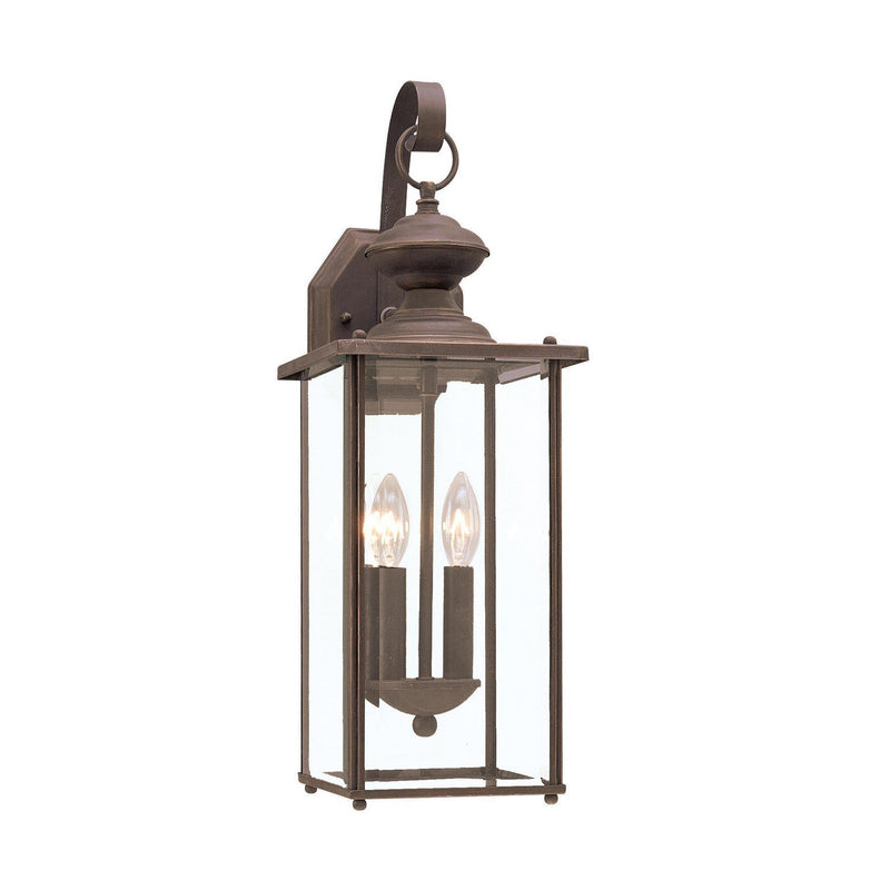 Jamestowne 2-Light Clear Beveled Outdoor Wall Lantern in Antique Bronze