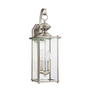 Jamestowne 2-Light Clear Beveled Outdoor Wall Lantern in Antique Brushed Nickel