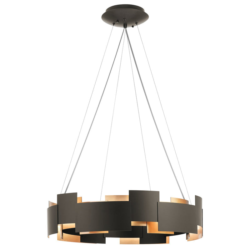 Moderne 2-Light 26.5" Round Chandelier in Olde Bronze
