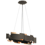Moderne 2-Light 34.25" Oval Chandelier in Olde Bronze