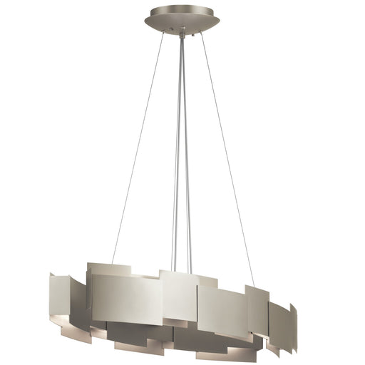 Moderne 2-Light 34.25" Oval Chandelier in Satin Nickel