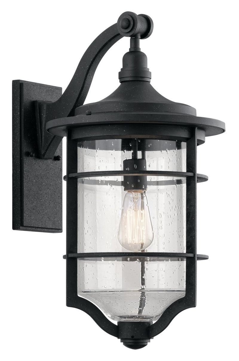 Royal Marine Large Outdoor Wall Lantern in Distressed Black