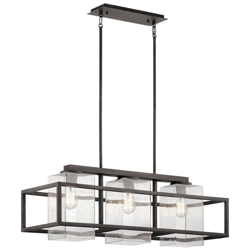 Wright Outdoor Linear Chandelier 3-Light in Weathered Zinc