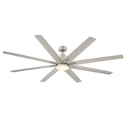Modern 72" LED Outdoor Ceiling Fan in Brushed Nickel