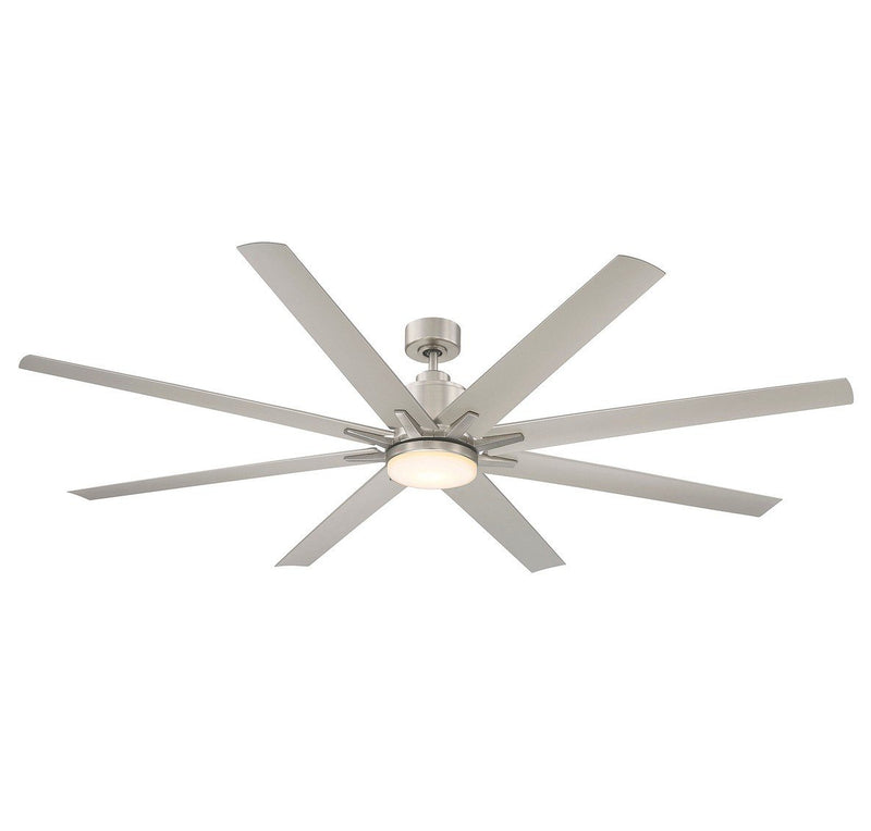 Modern 72" LED Outdoor Ceiling Fan in Brushed Nickel