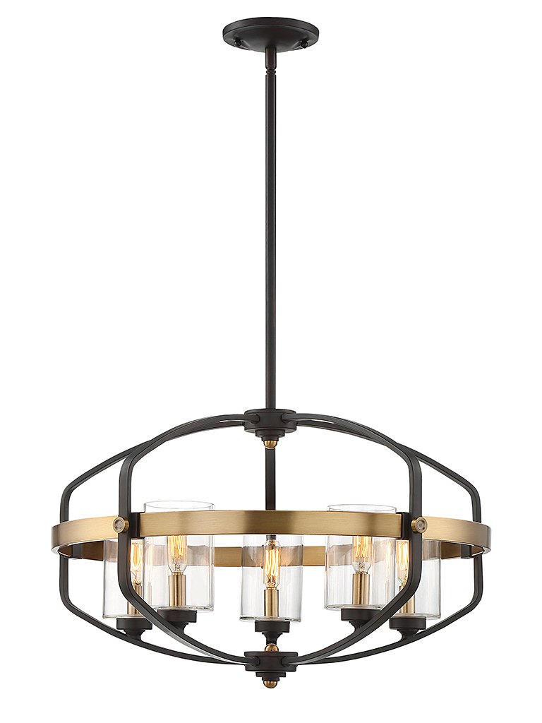 Kirkland 5-Light Chandelier in English Bronze and Warm Brass