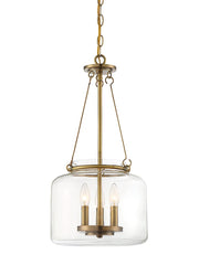 Akron 3-Light Pendant in Warm Brass