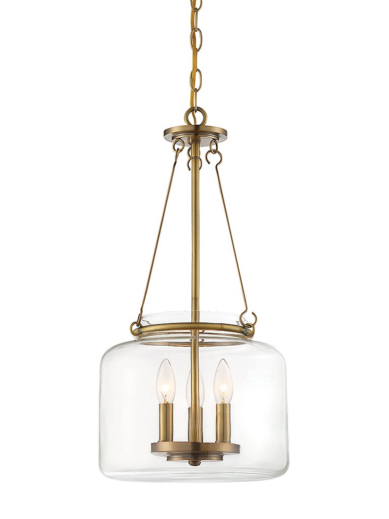 Akron 3-Light Pendant in Warm Brass
