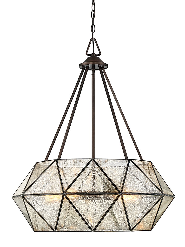 Tartan 5-Light Pendant in Oiled Burnished Bronze