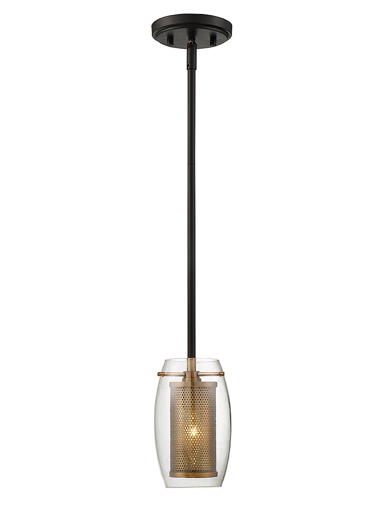 Dunbar Mini Pendant in Warm Brass with Bronze Accents