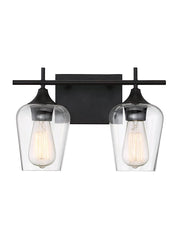 Octave 2-Light Clear Glass Bath Vanity Light in English Bronze