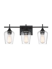 Octave 3-Light Clear Glass Bath Vanity Light in English Bronze