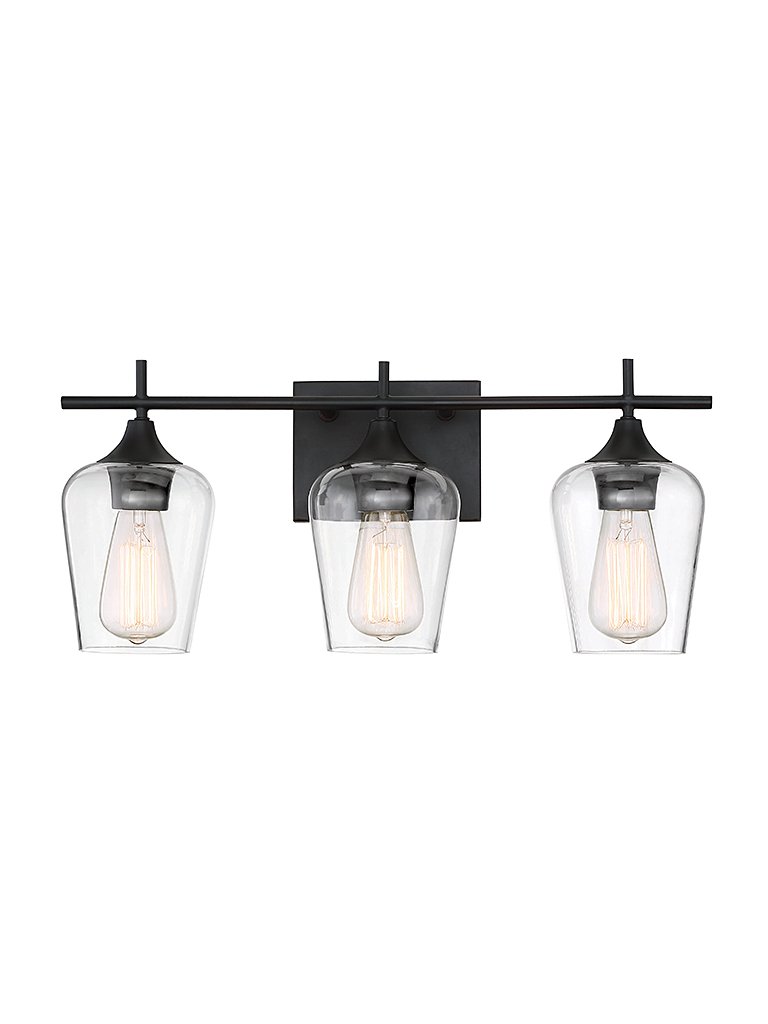 Octave 3-Light Clear Glass Bath Vanity Light in English Bronze