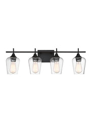 Octave 4-Light Clear Glass Bath Vanity Light in English Bronze