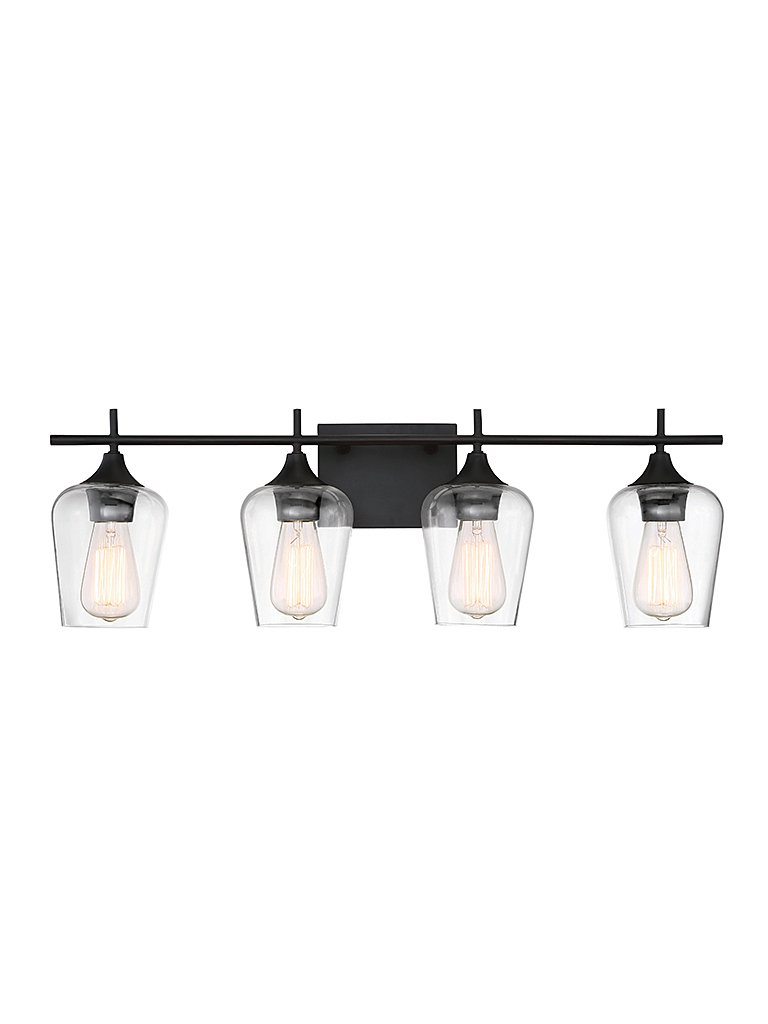 Octave 4-Light Clear Glass Bath Vanity Light in English Bronze