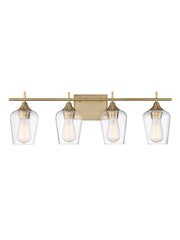 Octave 4-Light Clear Glass Bath Vanity Light in Warm Brass