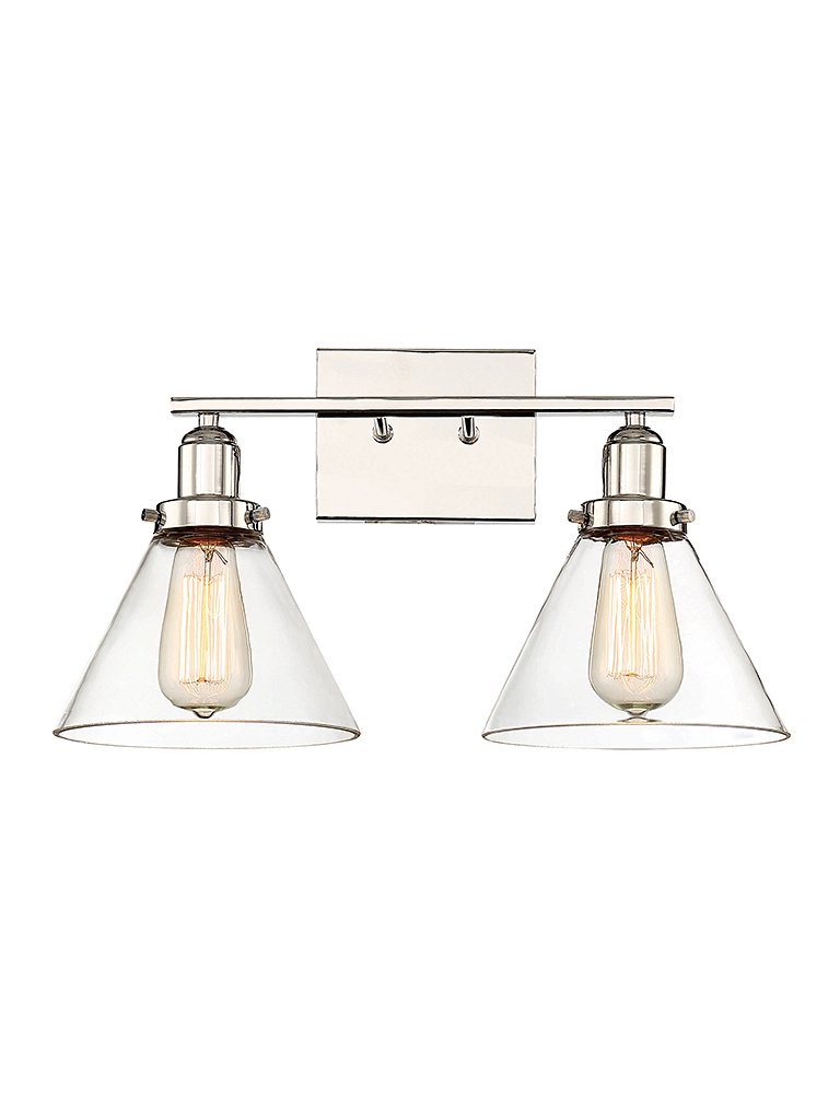 Drake 2-Light Bath Vanity Light in Polished Nickel